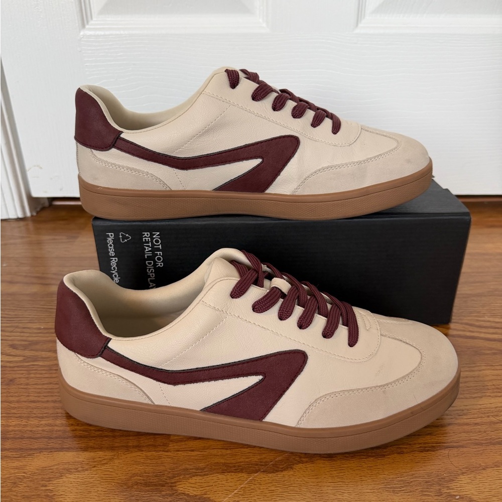 Women’s Size 11 Dolce Vita Cream & Burgundy Low-Top Sneakers